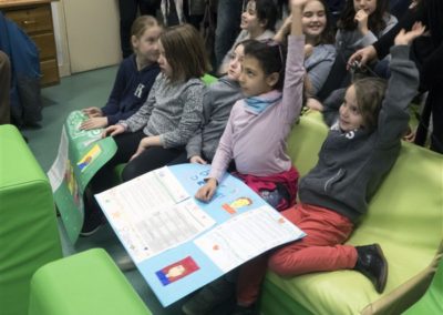 Raising hands to speak to Nature's Way students